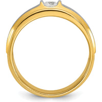 14K Two-Tone Men's Polished and Satin Diamond Ring with Round 0.25 Carats Diamond by IBGoodman
