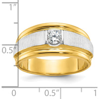 14K Two-Tone Men's Polished and Satin Diamond Ring with Round 0.25 Carats Diamond by IBGoodman