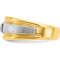 14K Two-Tone Men's Polished and Satin Diamond Ring with Round 0.25 Carats Diamond by IBGoodman