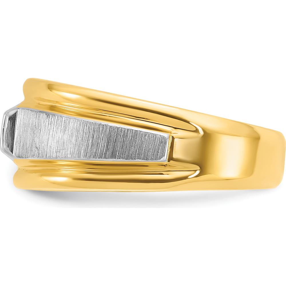 14K Two-Tone Men's Polished and Satin Diamond Ring with Round 0.25 Carats Diamond by IBGoodman