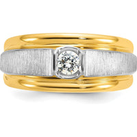 14K Two-Tone Men's Polished and Satin Diamond Ring with Round 0.25 Carats Diamond by IBGoodman