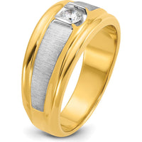 14K Two-Tone Men's Polished and Satin Diamond Ring with Round 0.25 Carats Diamond by IBGoodman