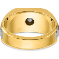 14K Two-Tone Men's Polished and Satin Diamond Ring with Round Brilliant Diamond by IBGoodman