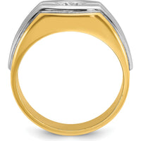 14K Two-Tone Men's Polished and Satin Diamond Ring with Round-cut Diamond - 1/3 Carats Total Diamond Weight by IBGoodman