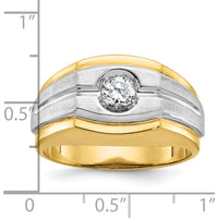 14K Two-Tone Men's Polished and Satin Diamond Ring with Round-cut Diamond - 1/3 Carats Total Diamond Weight by IBGoodman