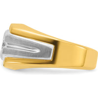 14K Two-Tone Men's Polished and Satin Diamond Ring with Round-cut Diamond - 1/3 Carats Total Diamond Weight by IBGoodman