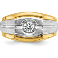 14K Two-Tone Men's Polished and Satin Diamond Ring with Round-cut Diamond - 1/3 Carats Total Diamond Weight by IBGoodman