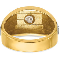 14K Two-Tone Men's Polished and Satin Diamond Ring with Round-cut Diamond - 1/3 Carats Total Diamond Weight by IBGoodman