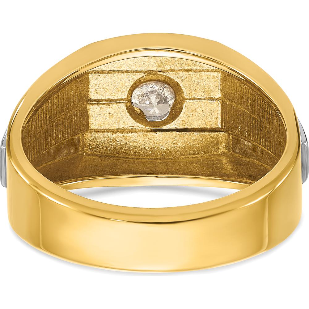 14K Two-Tone Men's Polished and Satin Diamond Ring with Round-cut Diamond - 1/3 Carats Total Diamond Weight by IBGoodman