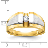 14K Two-Tone Men's Polished and Satin Diamond Ring with Round Diamond by IBGoodman