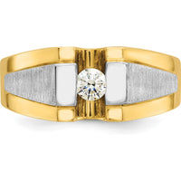 14K Two-Tone Men's Polished and Satin Diamond Ring with Round Diamond by IBGoodman