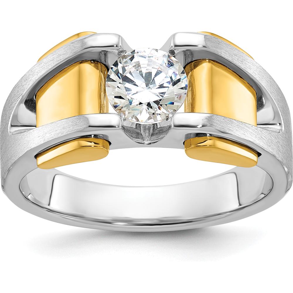 14K Two-Tone Men's Polished and Satin Ring Mounting - Customizable Design by IBGoodman