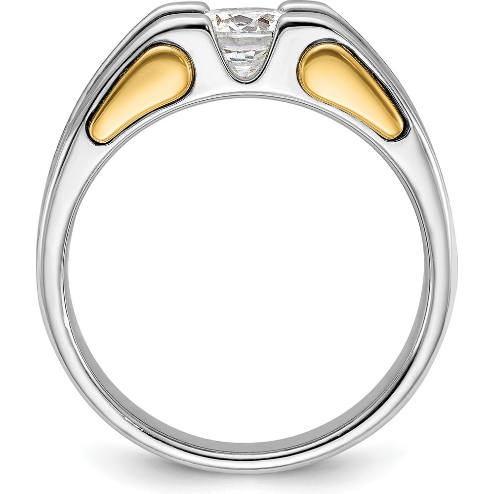 14K Two-Tone Men's Polished and Satin Ring Mounting - Customizable Design by IBGoodman