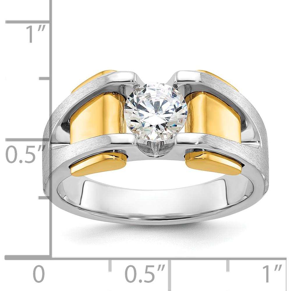 14K Two-Tone Men's Polished and Satin Ring Mounting - Customizable Design by IBGoodman