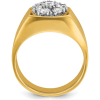 14K Two-Tone Men's Polished and Satin Round Cluster Ring Mounting - Men's Luxury Gold Ring by IBGoodman