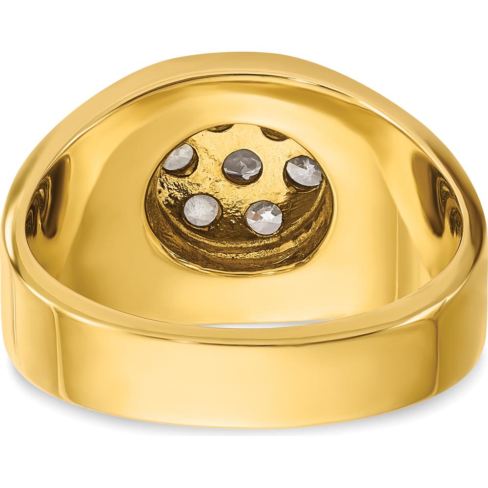 14K Two-Tone Men's Polished and Satin Round Cluster Ring Mounting - Men's Luxury Gold Ring by IBGoodman