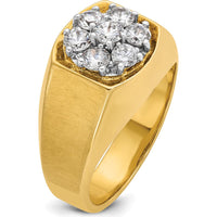 14K Two-Tone Men's Polished and Satin Round Cluster Ring Mounting - Men's Luxury Gold Ring by IBGoodman
