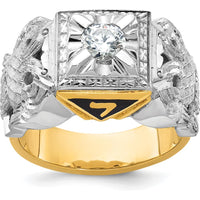 14K Two-Tone Men's Polished and Textured 32nd Degree Scottish Rite Masonic Ring Mounting - 15.1mm Width by IBGoodman