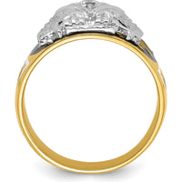 14K Two-Tone Men's Polished and Textured 32nd Degree Scottish Rite Masonic Ring Mounting - Round Setting