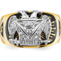 14K Two-Tone Men's Polished and Textured 32nd Degree Scottish Rite Masonic Ring Mounting - Round Setting