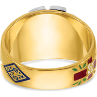 14K Two-Tone Men's Polished and Textured 32nd Degree Scottish Rite Masonic Ring Mounting - Round Setting