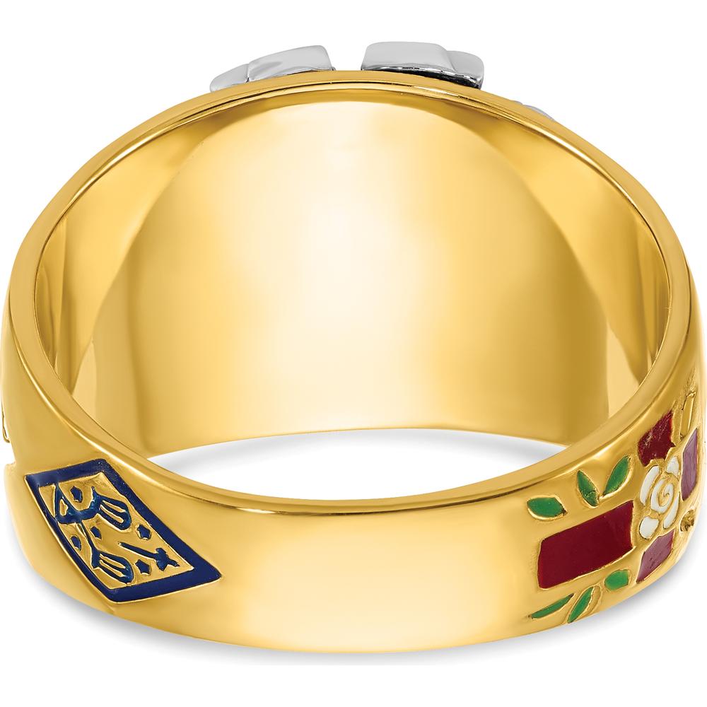 14K Two-Tone Men's Polished and Textured 32nd Degree Scottish Rite Masonic Ring Mounting - Round Setting