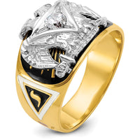 14K Two-Tone Men's Polished and Textured 32nd Degree Scottish Rite Masonic Ring Mounting - Round Setting