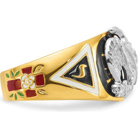 14K Two-Tone Men's Polished and Textured 32nd Degree Scottish Rite Masonic Ring Mounting - Round Setting