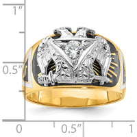 14K Two-Tone Men's Polished and Textured 32nd Degree Scottish Rite Masonic Ring Mounting - Round Setting