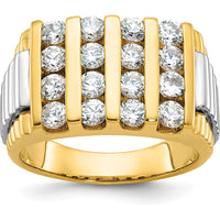 14K Two-Tone Men's Polished and Textured 4-Row Ring Mounting by IBGoodman