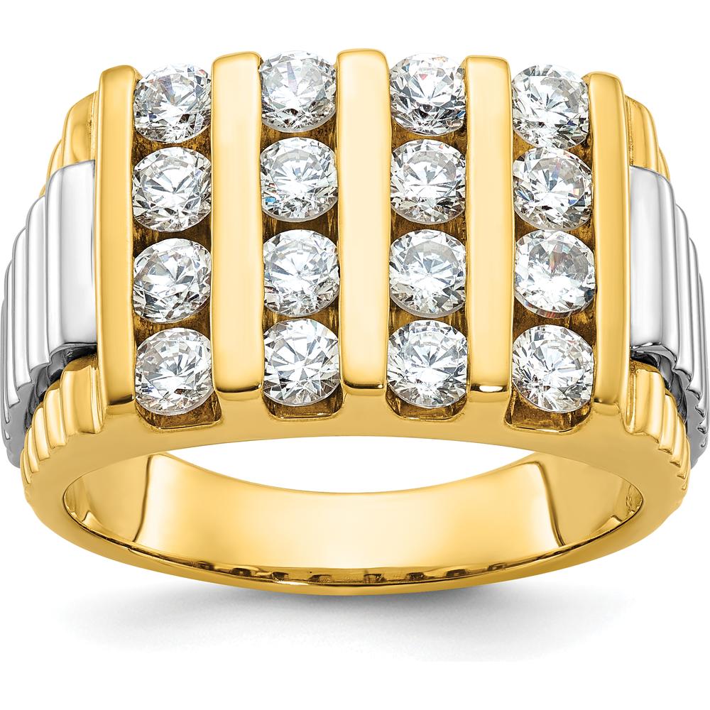 14K Two-Tone Men's Polished and Textured 4-Row Ring Mounting by IBGoodman