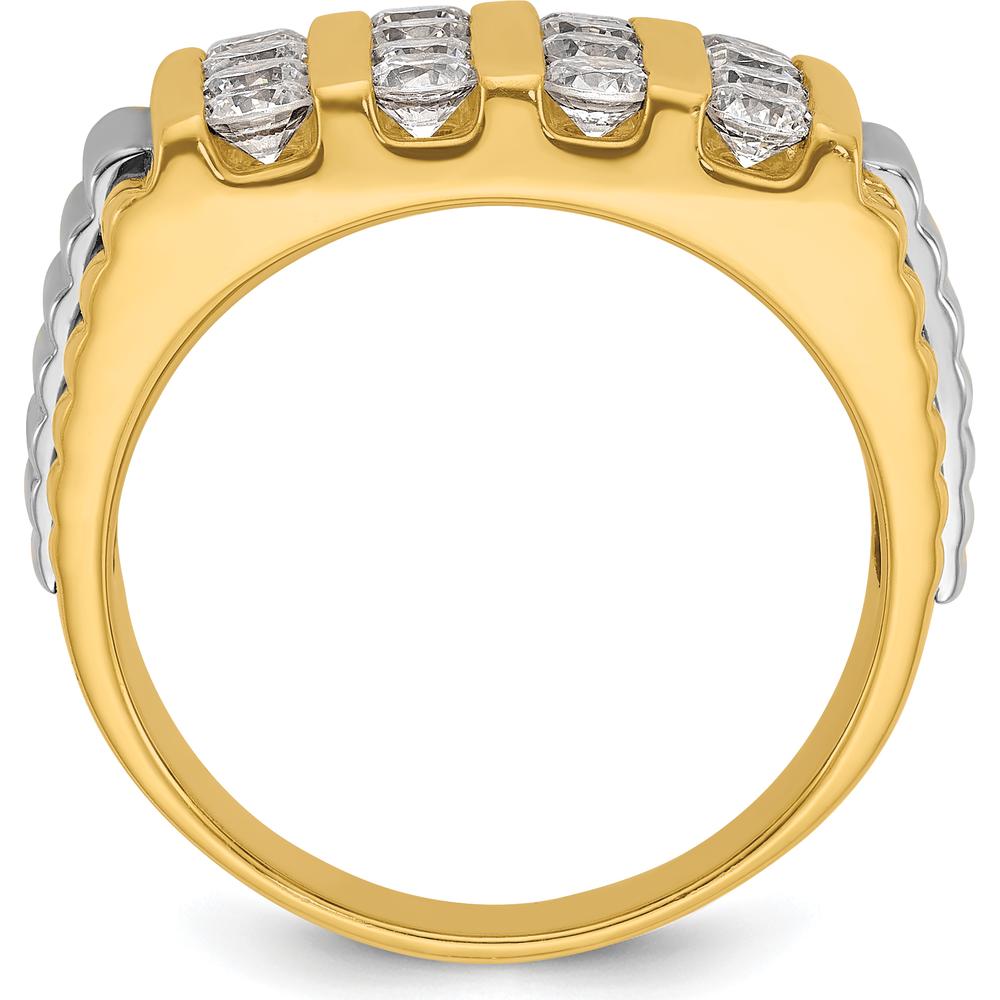 14K Two-Tone Men's Polished and Textured 4-Row Ring Mounting by IBGoodman