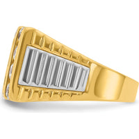 14K Two-Tone Men's Polished and Textured 4-Row Ring Mounting by IBGoodman