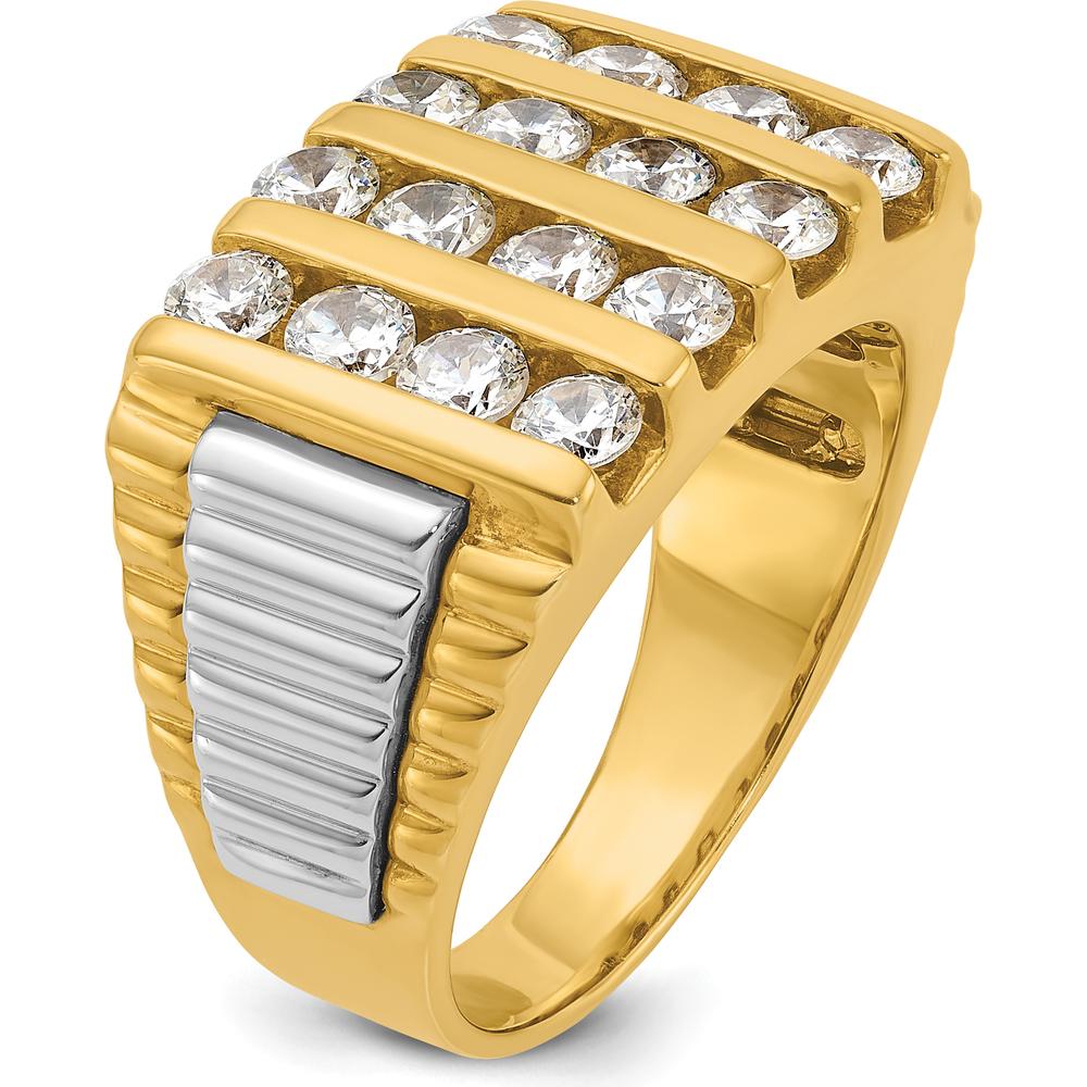 14K Two-Tone Men's Polished and Textured 4-Row Ring Mounting by IBGoodman