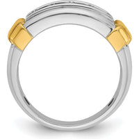 14K Two-Tone Men's Polished and Textured 5-Stone Diamond Ring - 1.00 Carats Total Diamond Weight by IBGoodman