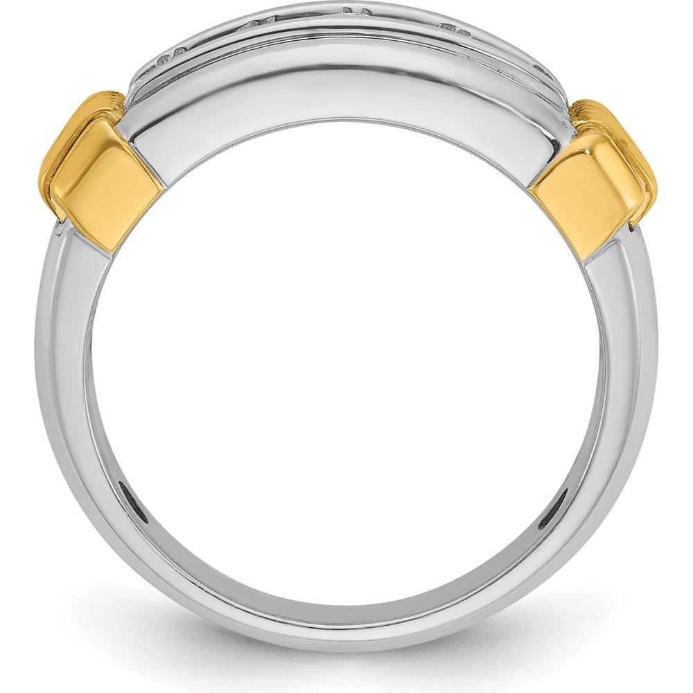 14K Two-Tone Men's Polished and Textured 5-Stone Diamond Ring - 1.00 Carats Total Diamond Weight by IBGoodman