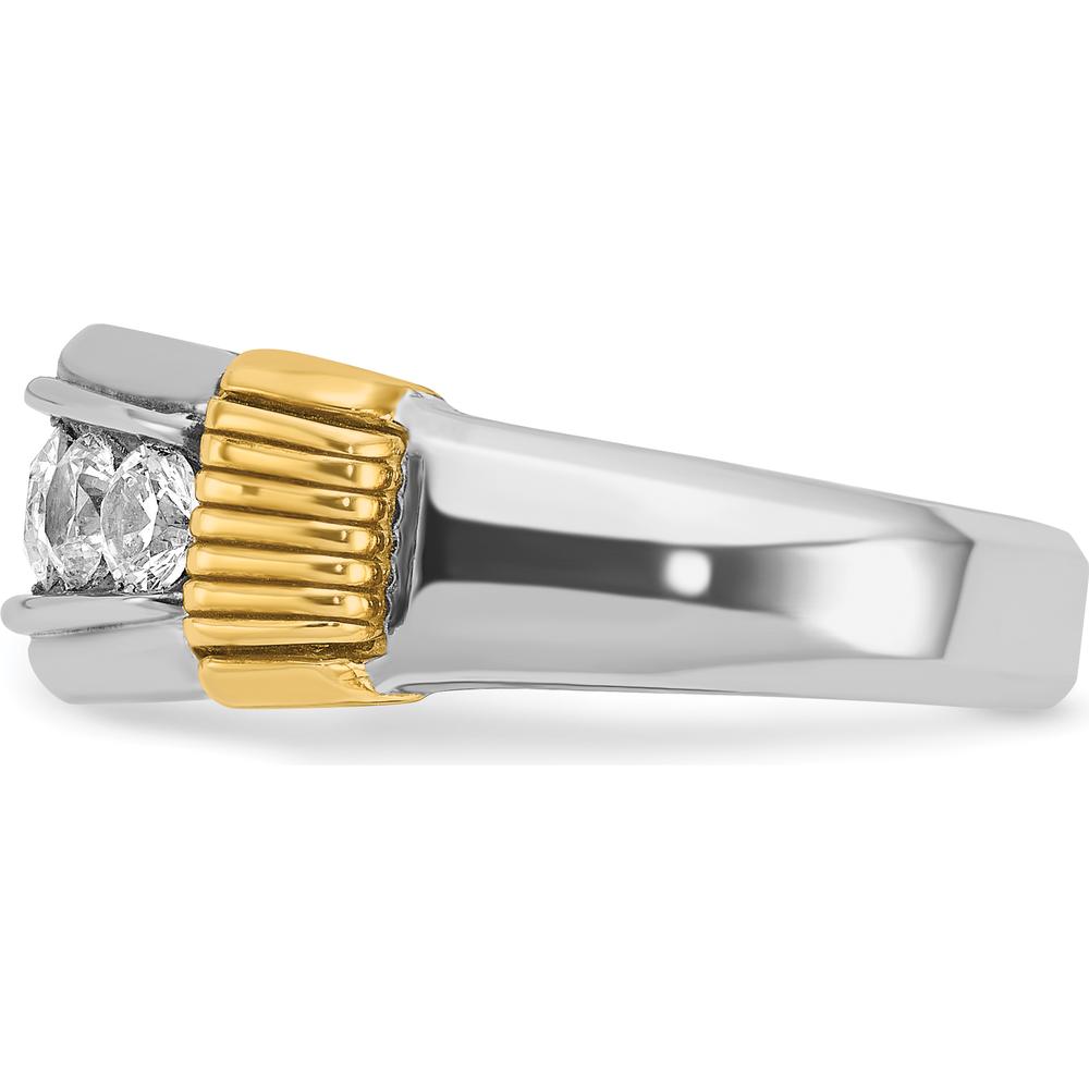 14K Two-Tone Men's Polished and Textured 5-Stone Diamond Ring - 1.00 Carats Total Diamond Weight by IBGoodman
