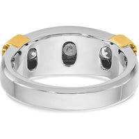 14K Two-Tone Men's Polished and Textured 5-Stone Diamond Ring - 1.00 Carats Total Diamond Weight by IBGoodman