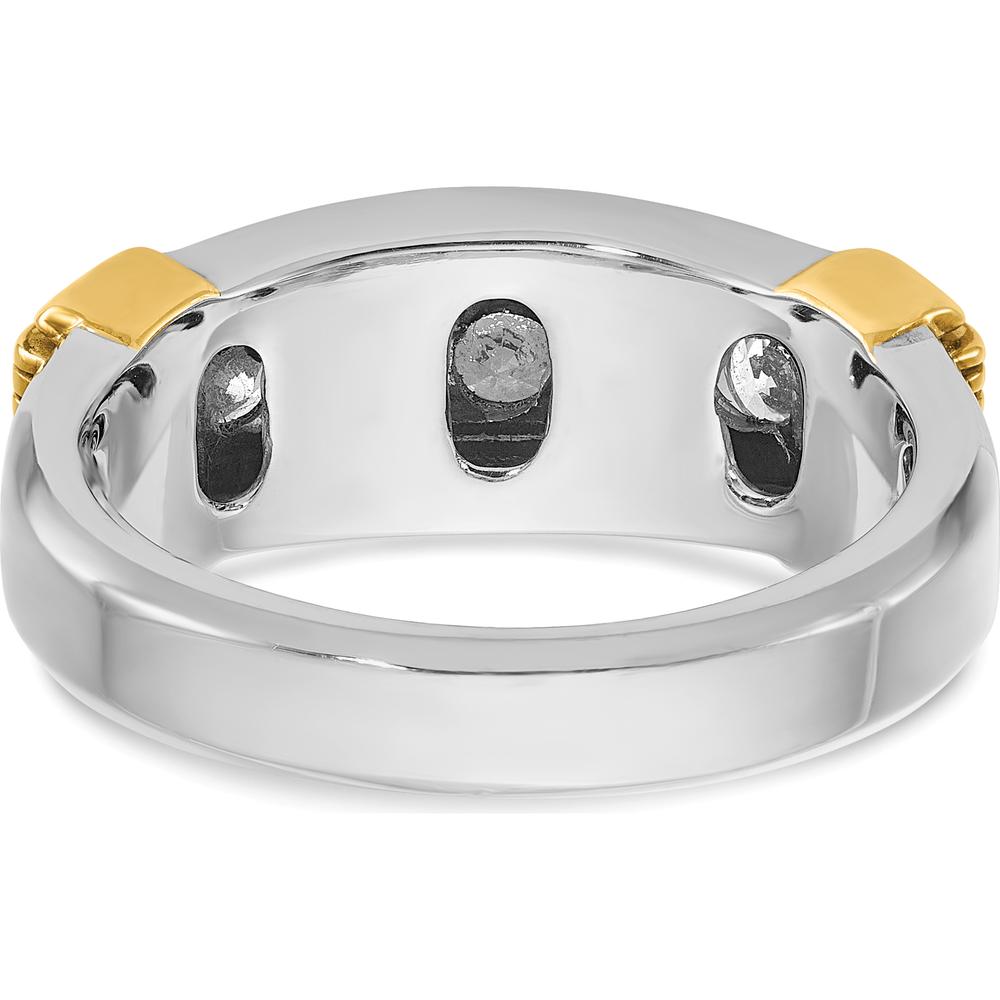 14K Two-Tone Men's Polished and Textured 5-Stone Diamond Ring - 1.00 Carats Total Diamond Weight by IBGoodman