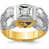 14K Two-Tone Men's Polished and Textured Blue Lodge Master Masonic Ring Mounting by IBGoodman