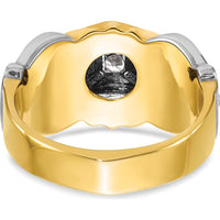 14K Two-Tone Men's Polished and Textured Blue Lodge Master Masonic Ring Mounting by IBGoodman