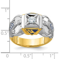 14K Two-Tone Men's Polished and Textured Blue Lodge Master Masonic Ring Mounting by IBGoodman