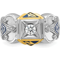 14K Two-Tone Men's Polished and Textured Masonic Ring with 0.5 Carats Diamond by IBGoodman