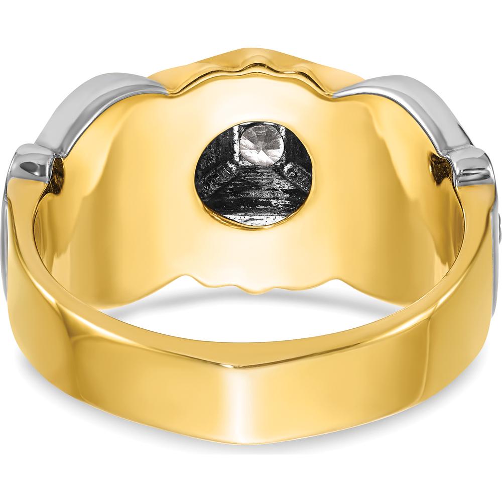 14K Two-Tone Men's Polished and Textured Masonic Ring with 0.5 Carats Diamond by IBGoodman