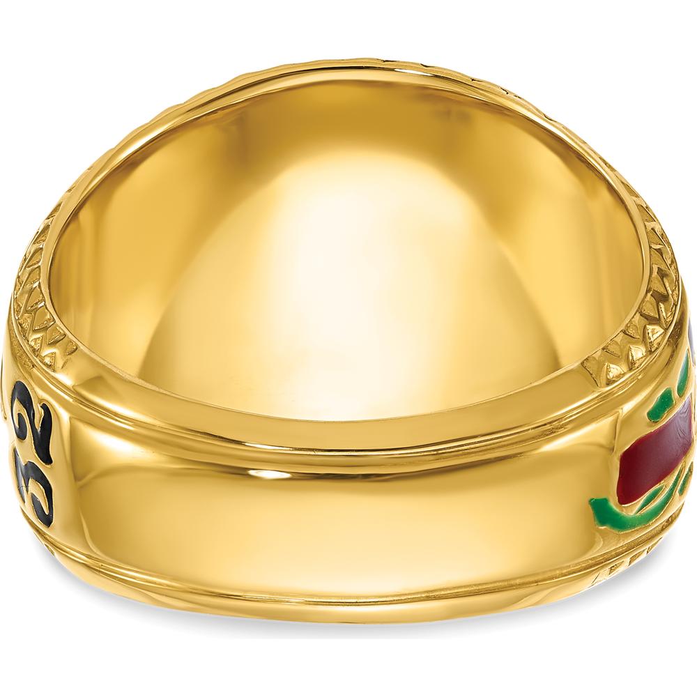 14K Two-Tone Men's Polished and Textured Masonic Ring with Round Diamond - 0.25 Carat Total Diamond Weight
