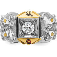14K Two-Tone Men's Polished and Textured Masonic Shriner's Ring Mounting