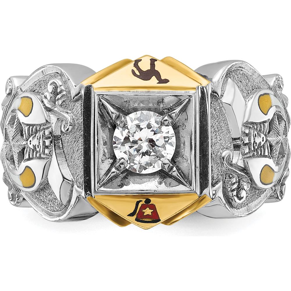 14K Two-Tone Men's Polished and Textured Masonic Shriner's Ring Mounting