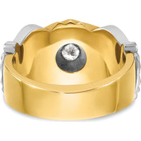 14K Two-Tone Men's Polished and Textured Masonic Shriner's Ring Mounting