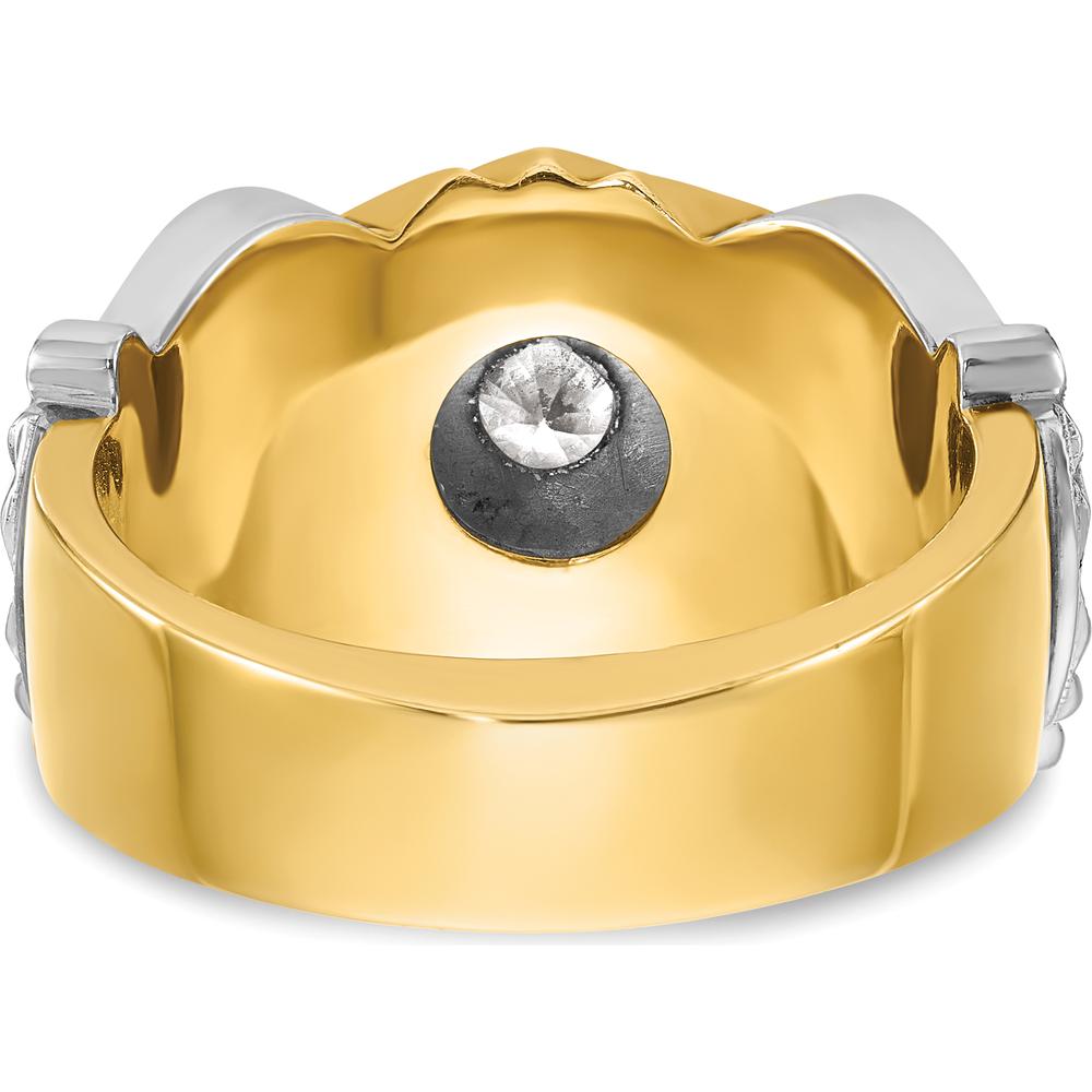 14K Two-Tone Men's Polished and Textured Masonic Shriner's Ring Mounting