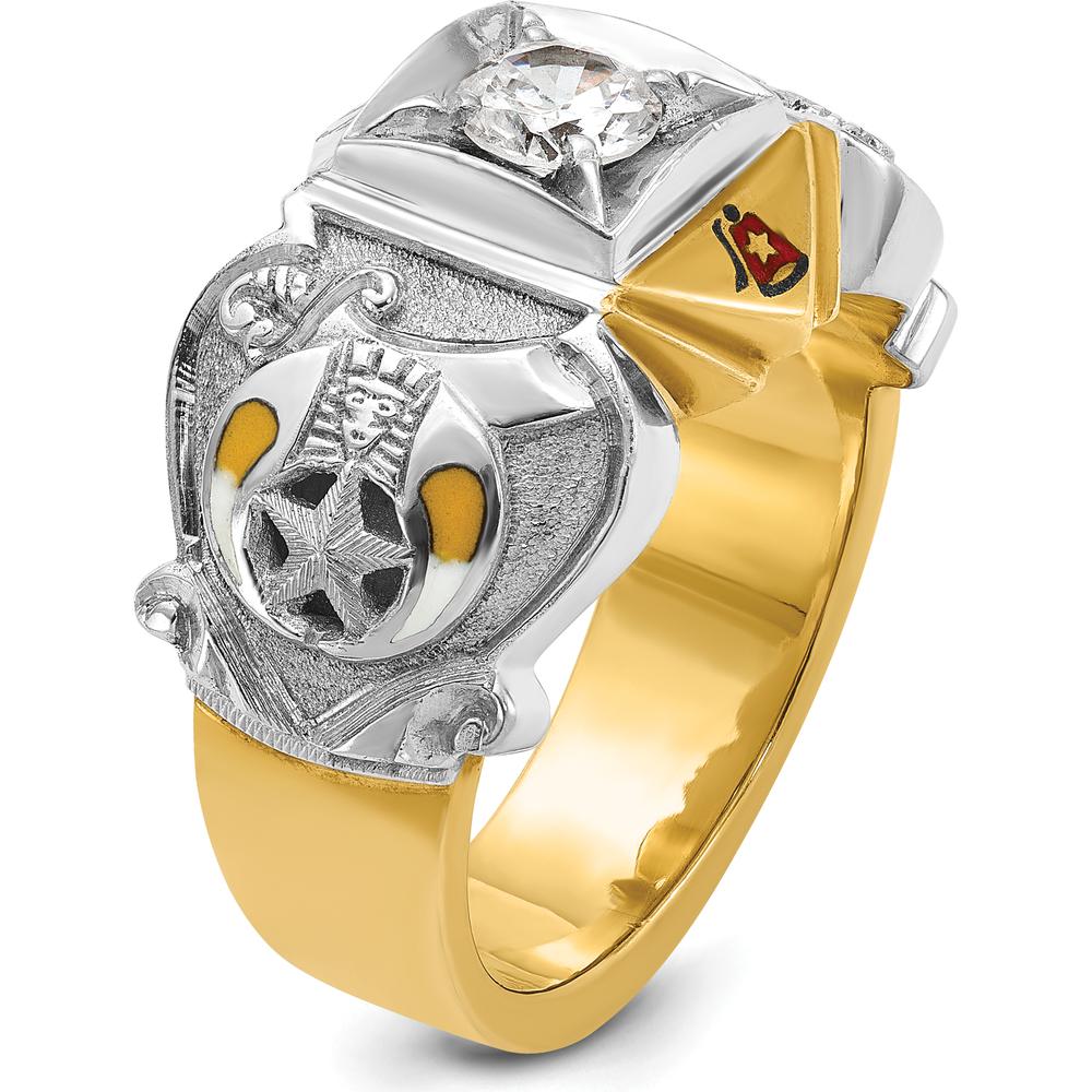 14K Two-Tone Men's Polished and Textured Masonic Shriner's Ring Mounting